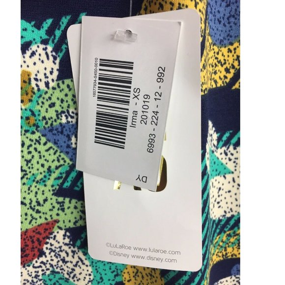 Women's Top Casual LULAROE Irma Disney Collection Mickey Minnie- Size: XS  (2-6) - Picture 7 of 9